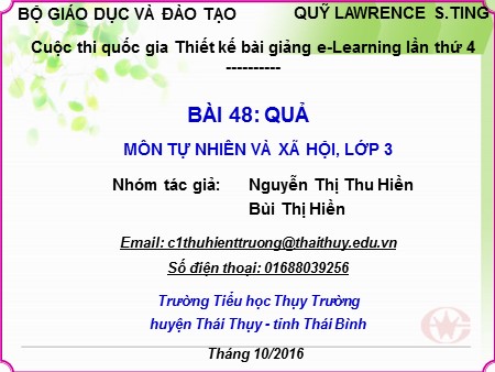 Bài giảng Tự nhiên và xã hội Lớp 3 - Bài 48: Quả - Nguyễn Thị Thu Hiền