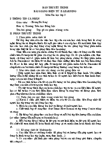 Bản thuyết minh Bài giảng Tin học Lớp 3 - Bài: Tập gõ các phím ở hàng trên - Hoàng Bá Song