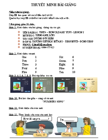 Bản thuyết trình Bài giảng Tiếng Anh Lớp 3 - Unit 4: How old are you? Lesson 2 - Dương Đức hiến