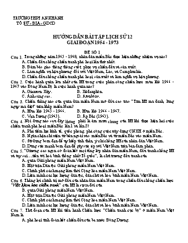 Bài tập Lịch sử Lớp 12 - Giai đoạn 1954- 1973