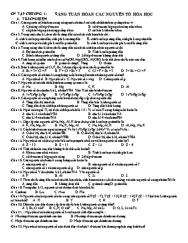 Bài tập ôn tập Hóa học Lớp 10 - Chương 2: Bảng tuần hoàn các nguyên tố hóa học
