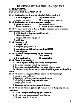 Bài tập ôn tập Học kì I môn Hóa học Lớp 10 năm học 2017- 2018