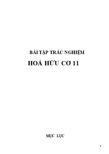 Bài tập trắc nghiệm môn Hóa Hữu Cơ Lớp 11 (Có đáp án)