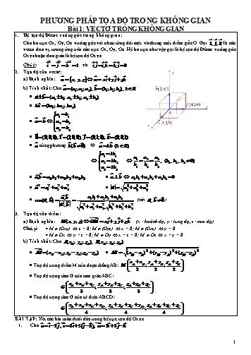 Chuyên đề Toán Lớp 12 - Bài: Phương pháp tọa độ trong không gian