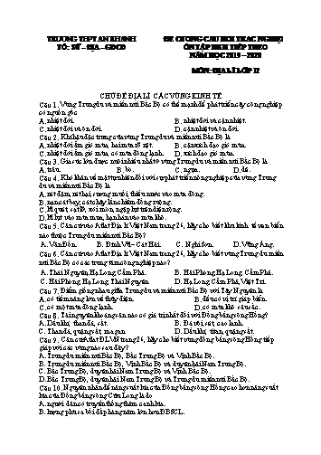 Đề cương câu hỏi trắc nghiệm ôn tập HK II môn Địa lí Lớp 12 năm học 2019- 2020