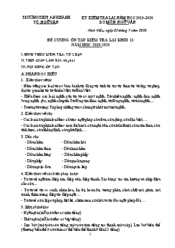 Đề cương ôn tại kiểm tra lại môn Ngữ Văn Lớp 11 năm học 2019- 2020