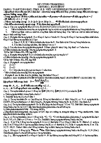 Đề cương ôn tập Hóa học Lớp 10 - Chương 1: Nguyên tử