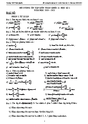 Đề cương ôn tập Học kì I môn Toán Lớp 11 năm học 2020- 2021
