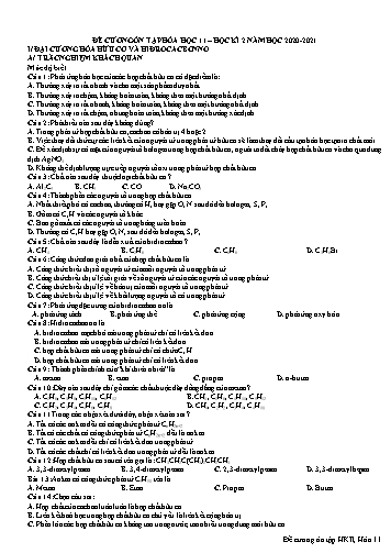 Đề cương ôn tập Học kì II môn Hóa học Lớp 11 năm học 2020- 2021