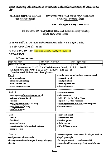 Đề cương ôn tập kiểm tra lại HK II môn Tiếng Anh Lớp 11 (hệ 7 năm) năm học 2019- 2020