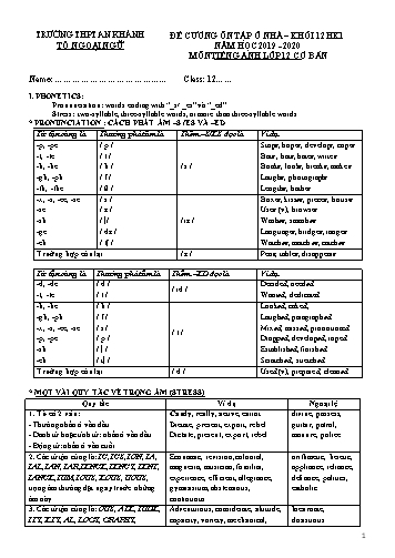 Đề cương ôn tập tại nhà Học kì I môn Tiếng Anh Lớp 12 cơ bản năm học 2019- 2020