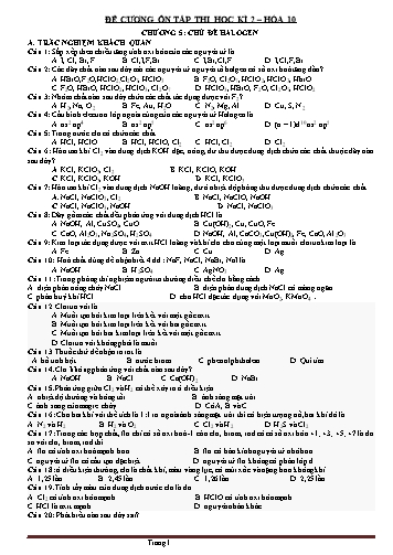 Đề cương ôn tập thi Học kì II môn Hóa học Lớp 10 - Chủ đề Halogen