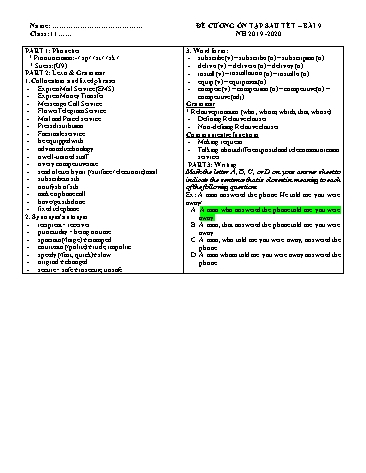 Đề cương ôn tập Tiếng Anh Lớp 11 - Bài 9: Social issues