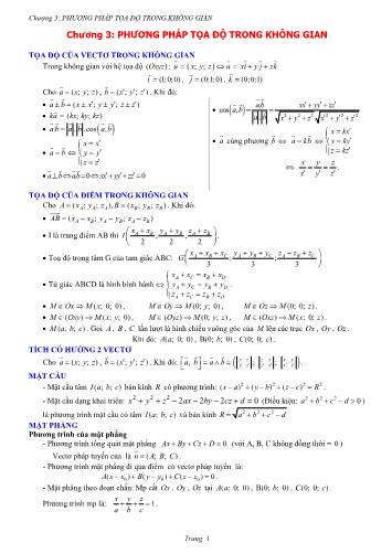 Đề cương ôn tập Toán Lớp 12 - Chương 3: Phương pháp tọa độ trong không gian