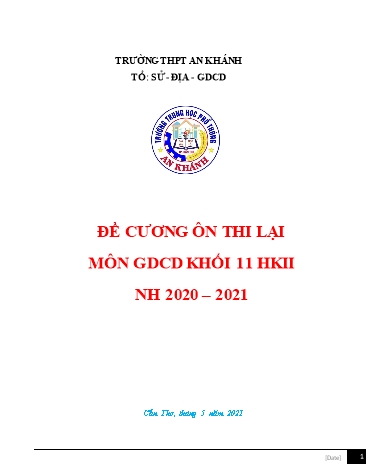 Đề cương ôn thi lại Học kì II môn GDCD Lớp 11 năm học 2020- 2021