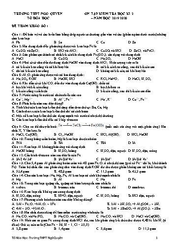 Đề tham khảo ôn tập kiểm tra Học kì II môn Hóa học Lớp 12 năm học 2019- 2020