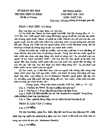 Đề tham khảo thi THPT Quốc Gia môn Ngữ Văn năm 2018 trường THPT Nà Phặc (Có đáp án)