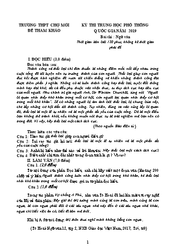 Đề tham khảo thi THPT Quốc Gia môn Ngữ Văn năm 2019 trường THPT Chợ Mới (Có đáp án)