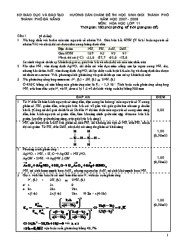 Đề thi HSG Thành phố môn Hóa học Lớp 11 (Có đáp án)