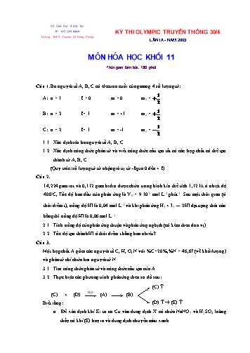 Đề thi Olympic truyền thống 30/4 môn Hóa học Lớp 11 năm 2003 trường THPT Chuyên Lê Hồng Phong