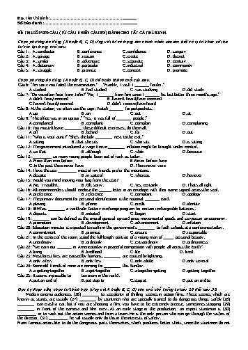 Đề thi thử tuyển sinh Đại học, Cao đẳng môn Tiếng Anh - Đề số 4 (Có đáp án)