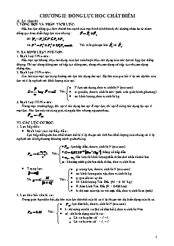 Nội dung ôn tập Cuối Học kì I môn Vật lí Lớp 10 - Chương II+ III: Động lực học chất điểm+ Cân bằng và chuyển động của vật rắn