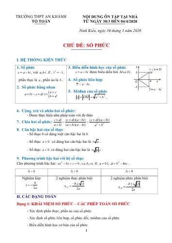 Nội dung ôn tập Toán Lớp 12 - Chủ đề: Số phức