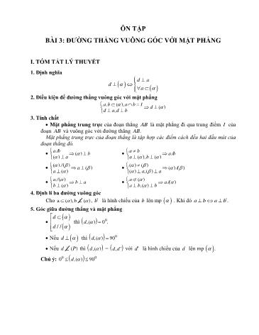 Ôn tập Toán Lớp 11 - Bài 3: Đường thẳng vuông góc với mặt phẳng