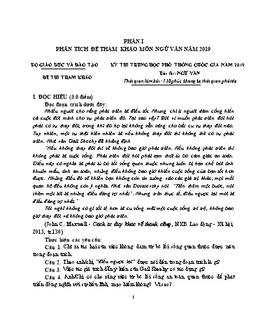 Tài liệu Tập huấn Đánh giá đề thi tham khảo THPT QG môn Ngữ Văn năm 2019
