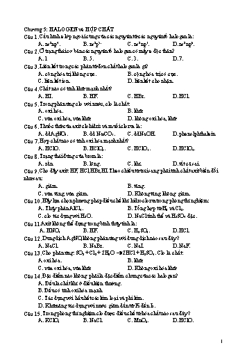 Tổng hợp 144 câu trắc nghiệm Hóa học Lớp 10 - Chương 5: Halogen và Hợp chất