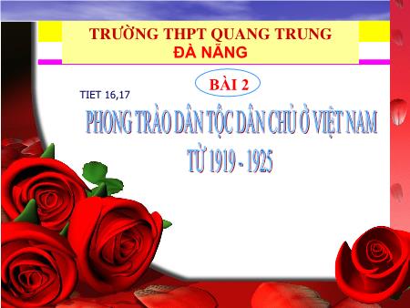 Bài giảng Lịch sử Lớp 12 - Tiết 16+17, Bài 2: Phong trào dân tộc dân chủ ở Việt Nam từ 1919-1925