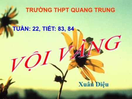 Bài giảng Ngữ văn Lớp 11 - Tiết 83, 84: Vội vàng (Xuân Diệu) - Trường THPT Quang Trung