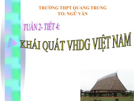 Bài giảng Ngữ văn Lớp 12 - Tiết 4: Khái quát Văn học dân gian Việt Nam - Trường THPT Quang Trung