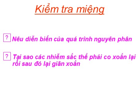 Bài giảng Sinh học Lớp 10 - Tiết 21, Bài 19: Phân chia tế bào ở sinh vật nhân chẩn - Giảm phân
