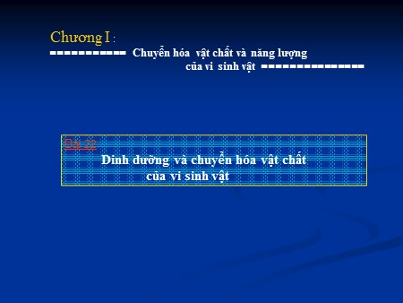 Bài giảng Sinh học Lớp 10 - Tiết 23, Bài 22: Dinh dưỡng và chuyển hóa vật chất của vi sinh vật