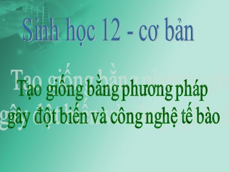 Bài giảng Sinh học Lớp 12 - Bài 19: Tạo giống bằng phương pháp gây đột biến và công nghệ tế bào