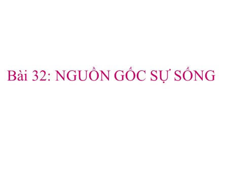 Bài giảng Sinh học Lớp 12 - Bài 32: Nguồn gốc sự sống