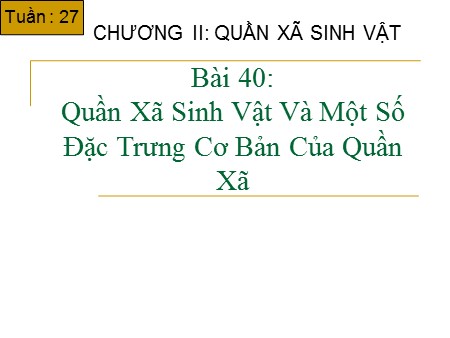 Bài giảng Sinh học Lớp 12 - Tuần 27, Bài 40: Quần xã sinh vật và một số đặc trưng cơ bản của quần xã