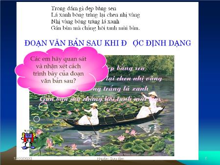 Bài giảng Tin học Lớp 10 - Tiết 44, Bài 16: Định dạng văn bản - Trường THPT Quang Trung