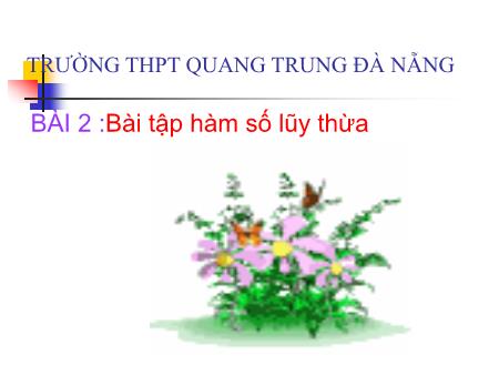 Bài giảng Toán Lớp 12 - Bài 2: Bài tập hàm số lũy thừa - Trường THPT Quang Trung