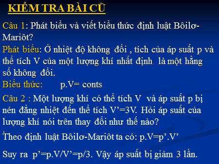 Bài giảng Vật lí Lớp 10 - Tiết 64: Định luật Sac-lơ. Nhiệt độ tuyệt đối