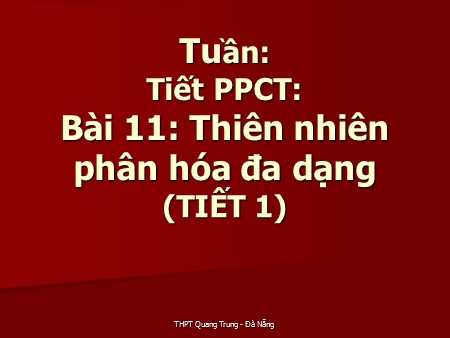 Bài giảng Địa lí Lớp 12 - Tiết 11, Bài 11: Thiên nhiên phân hóa đa dạng (Tiết 1) - Trường THPT Quang Trung