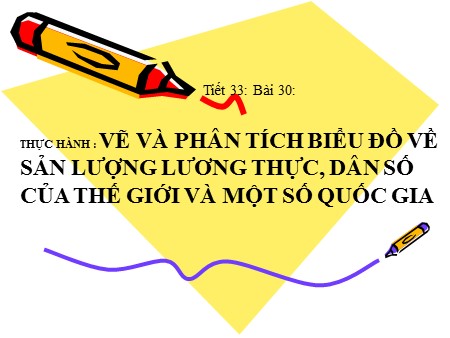 Bài giảng Địa lí Lớp 12 - Tiết 33, Bài 30: Thực hành Vẽ và phân tích biểu đồ về SL lương thực, DS của thế giới và một số quốc gia