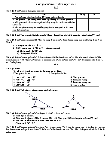 Bài tập Toán (hình học) Lớp 7 - Chương II: Tam giác