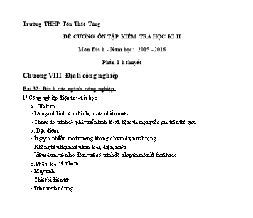 Đề cương lý thuyết ôn tập Học kì II môn Địa lí Lớp 10 trường THPT Tôn Thất Tùng