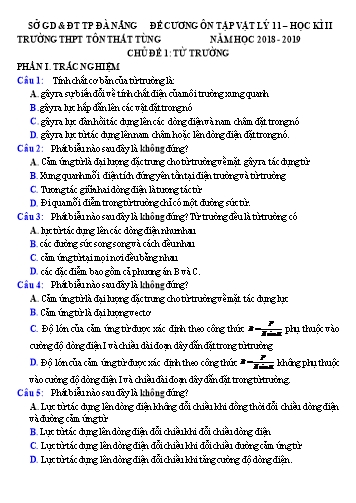 Đề cương trắc nghiệm ôn tập Học kì II môn Vật lí Lớp 11 năm học 2018- 2019
