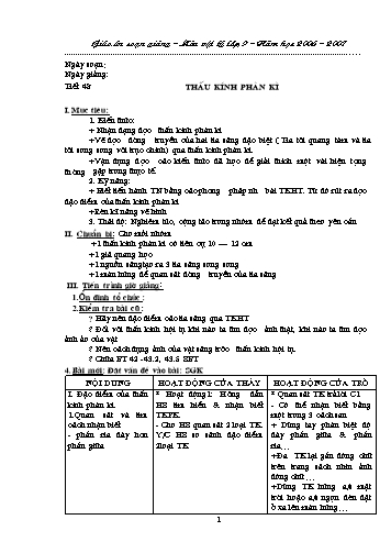 Giáo án Vật lý Lớp 9 - Tiết 48: Thấu kính phân kì