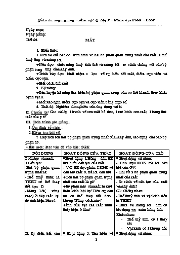 Giáo án Vật lý Lớp 9 - Tiết 54: Mắt