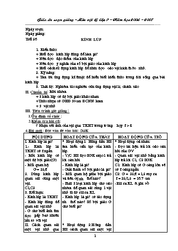 Giáo án Vật lý Lớp 9 - Tiết 56: Kính lúp