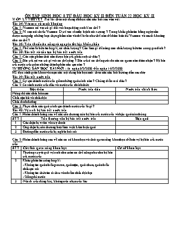 Hướng dẫn ôn tập Sinh học Lớp 8 từ đầu Học kỳ II đến tuần 22 Học kỳ II